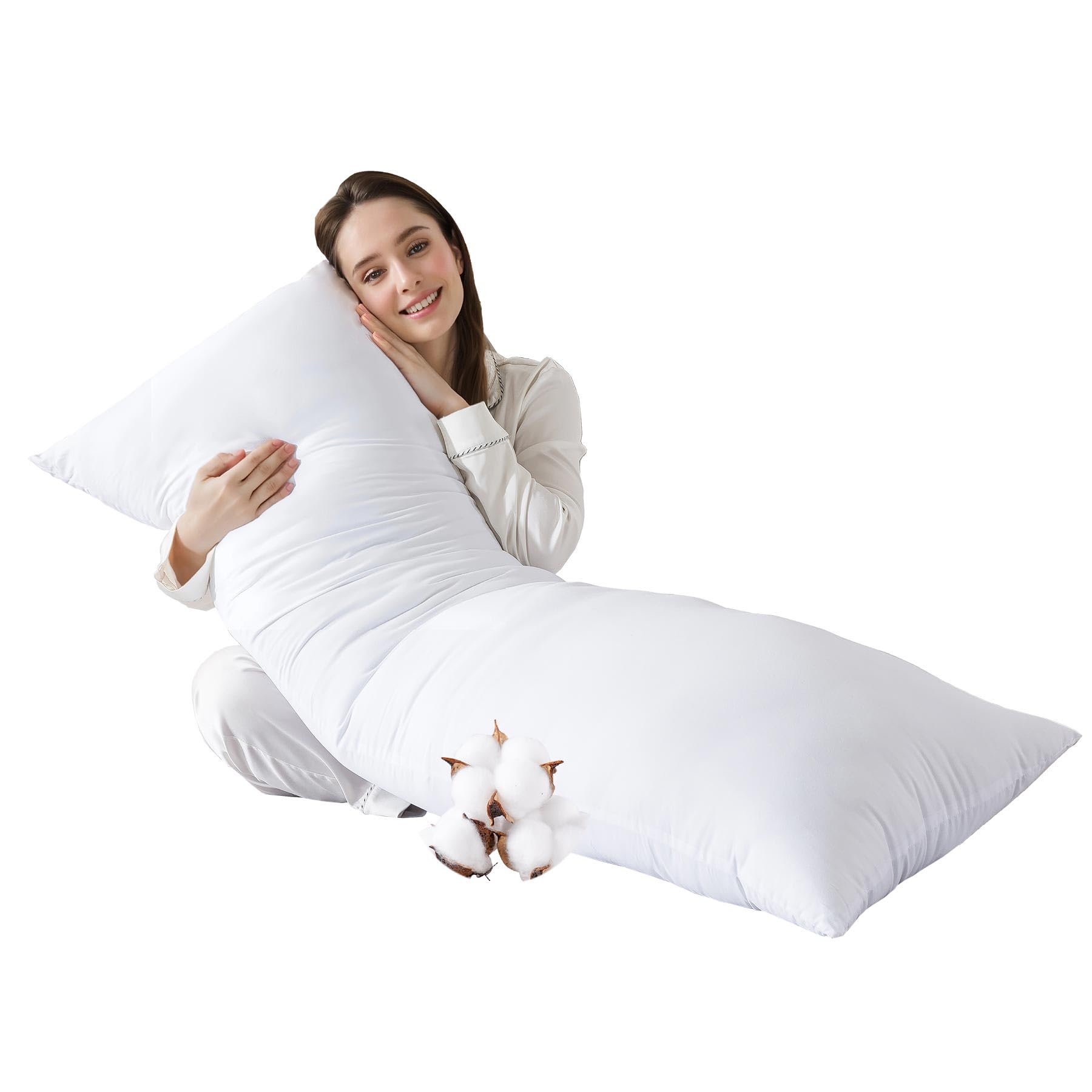 SHOUREN cotton body pillow insert close-up, showing soft, breathable fabric for cooler nights