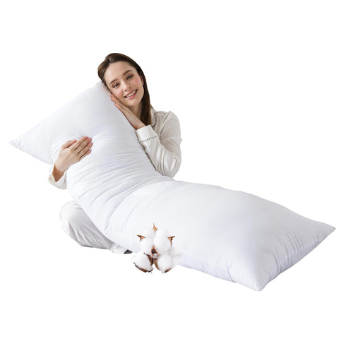 SHOUREN cotton body pillow insert close-up, showing soft, breathable fabric for cooler nights