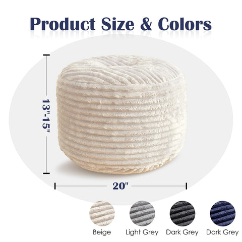 SHOUREN cozy pouf complements living rooms and bedrooms with a warm beige tone.