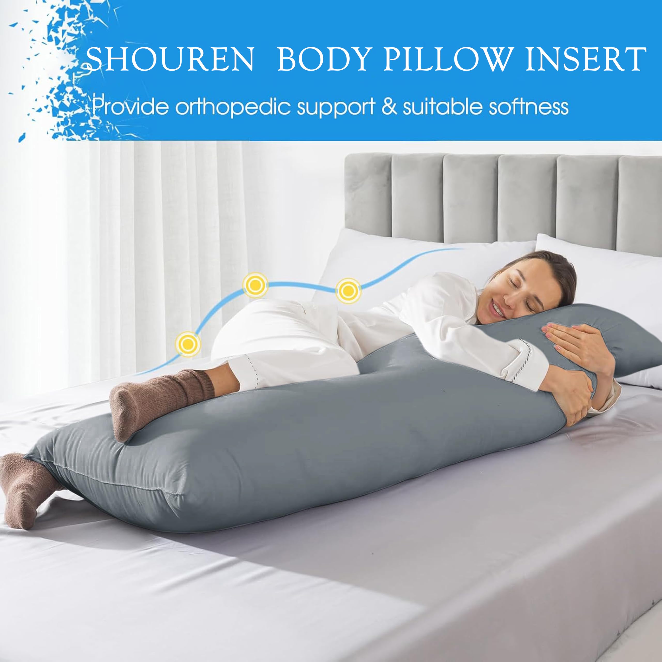 Long 20x54 inch pillow gives complete body coverage for sleep.