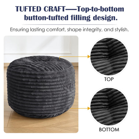 SHOUREN dark grey pouf with storage potential for throws