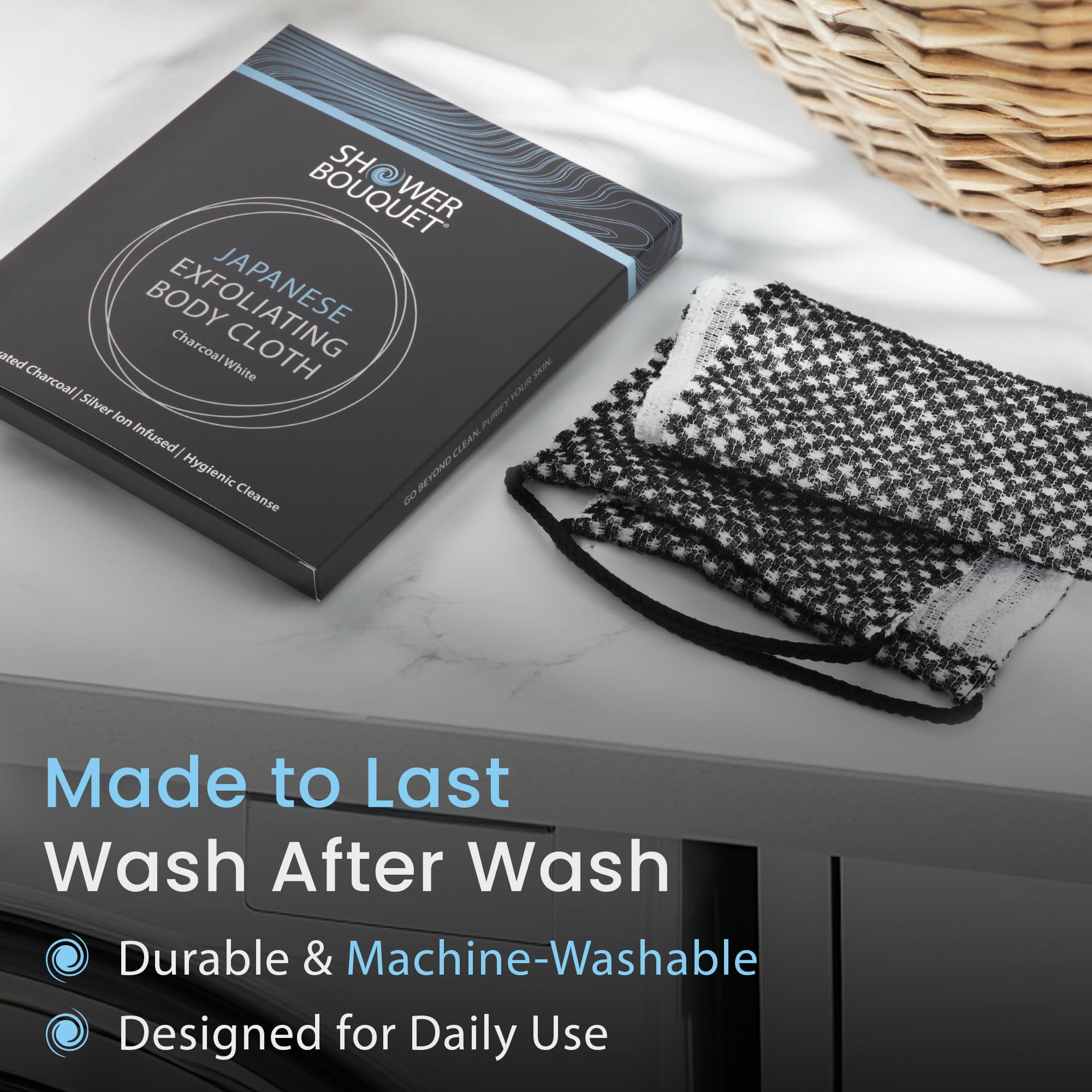 Shower Bouquet silver-ion protection keeps the cloth fresh and odor-free.