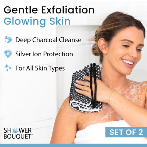 Shower Bouquet two-sided washcloth with textured and plush surfaces for versatile cleansing.