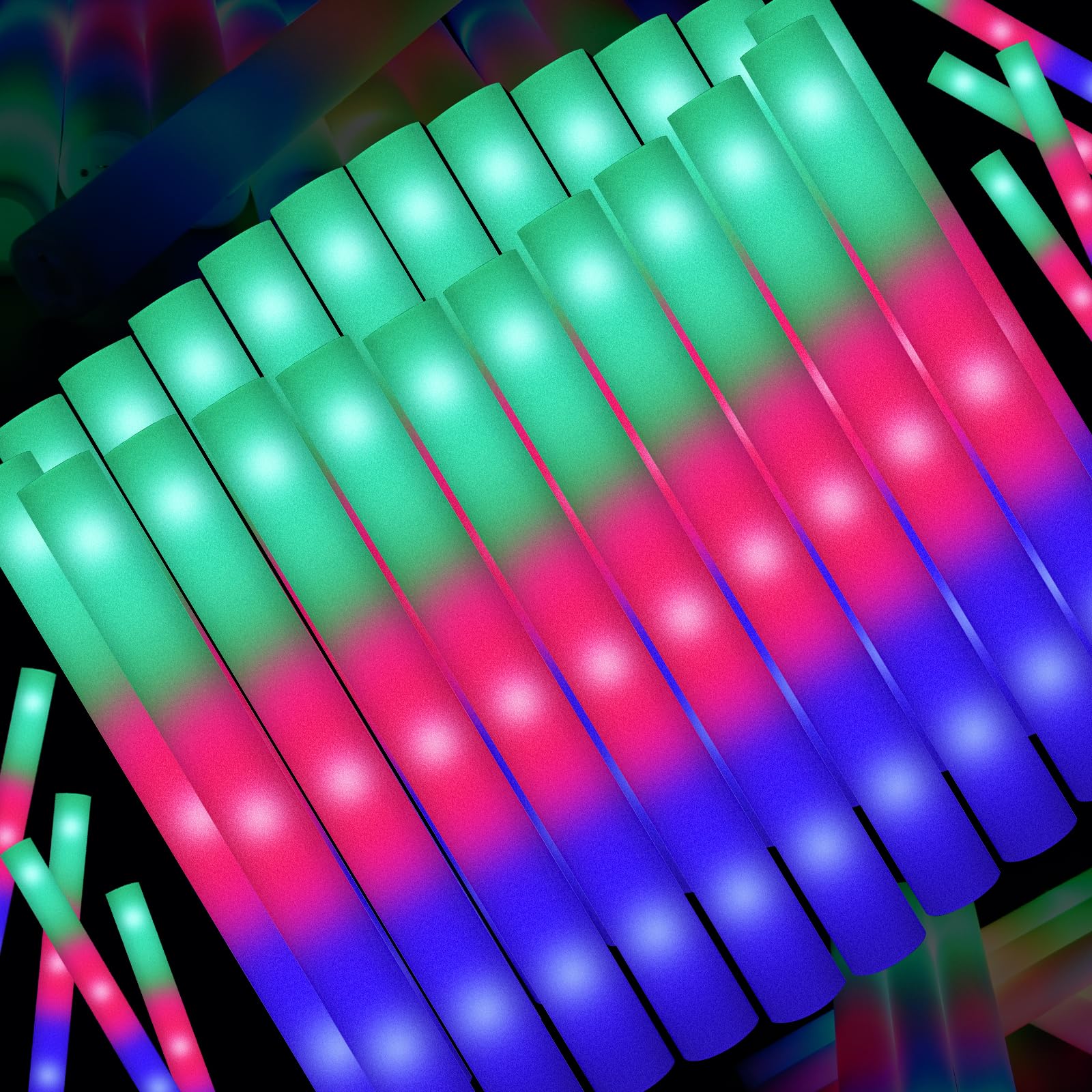 SHQDD 44pcs foam glow sticks ready for vibrant party lighting.