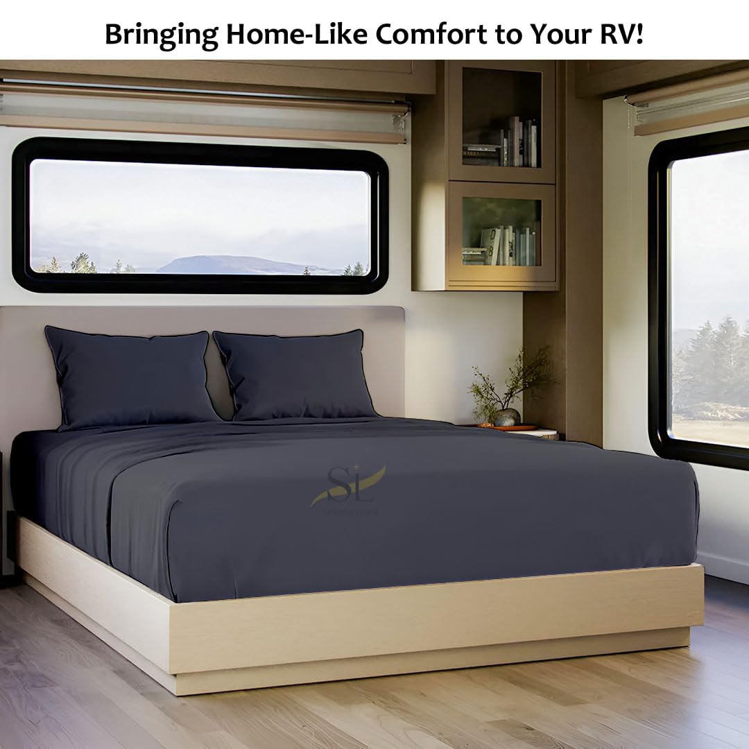 Shreem Linen sheet set in cozy RV bunk setup ready for travel
