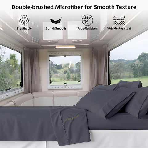 Shreem Linen dark grey solid close up showing durable microfiber weave