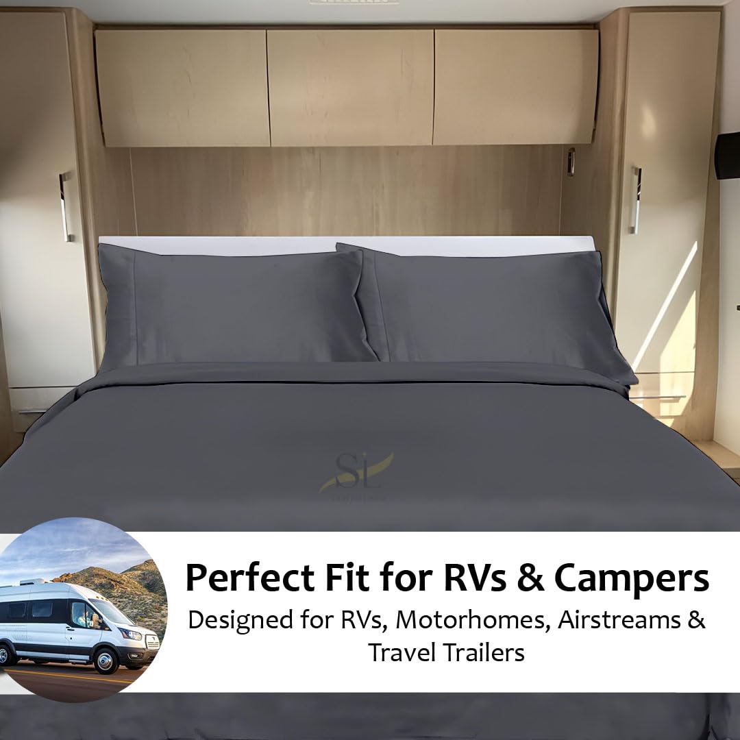 Shreem Linen microfiber RV sheet set flat sheet 81x96 for smooth, cool nights