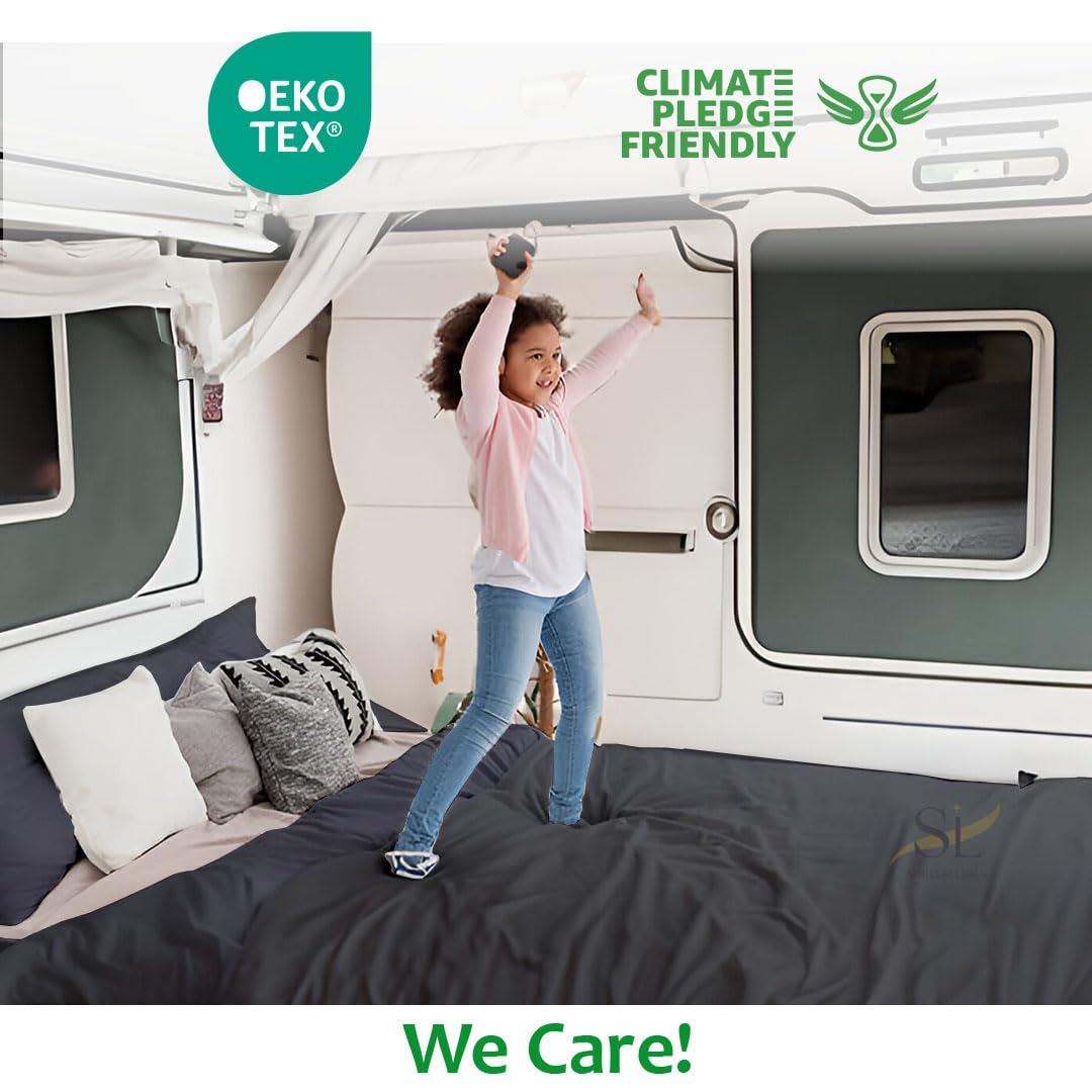 Shreem Linen RV bed on mattress demonstrates versatile fit for campers