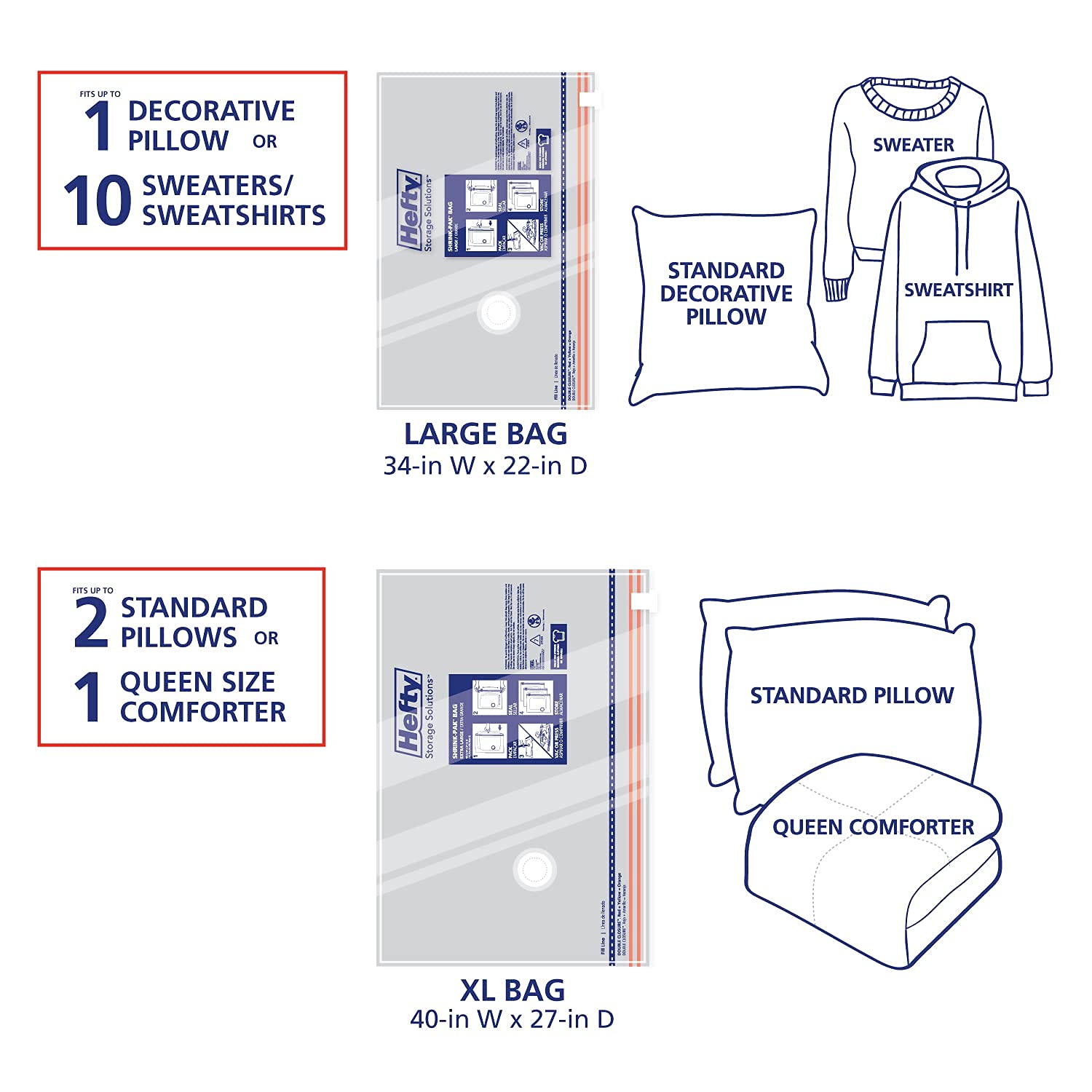 Shrink-Pak Hefty vacuum bags offer odor resistance for fresh clothes