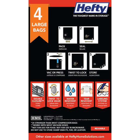 Shrink-Pak bag ideal for bedding and guest linens storage.