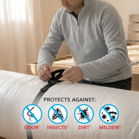 Shrink-Pak water-resistant mattress cover protecting from moisture