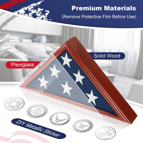 SHTALHST flag case customization with army emblem for a veterans display