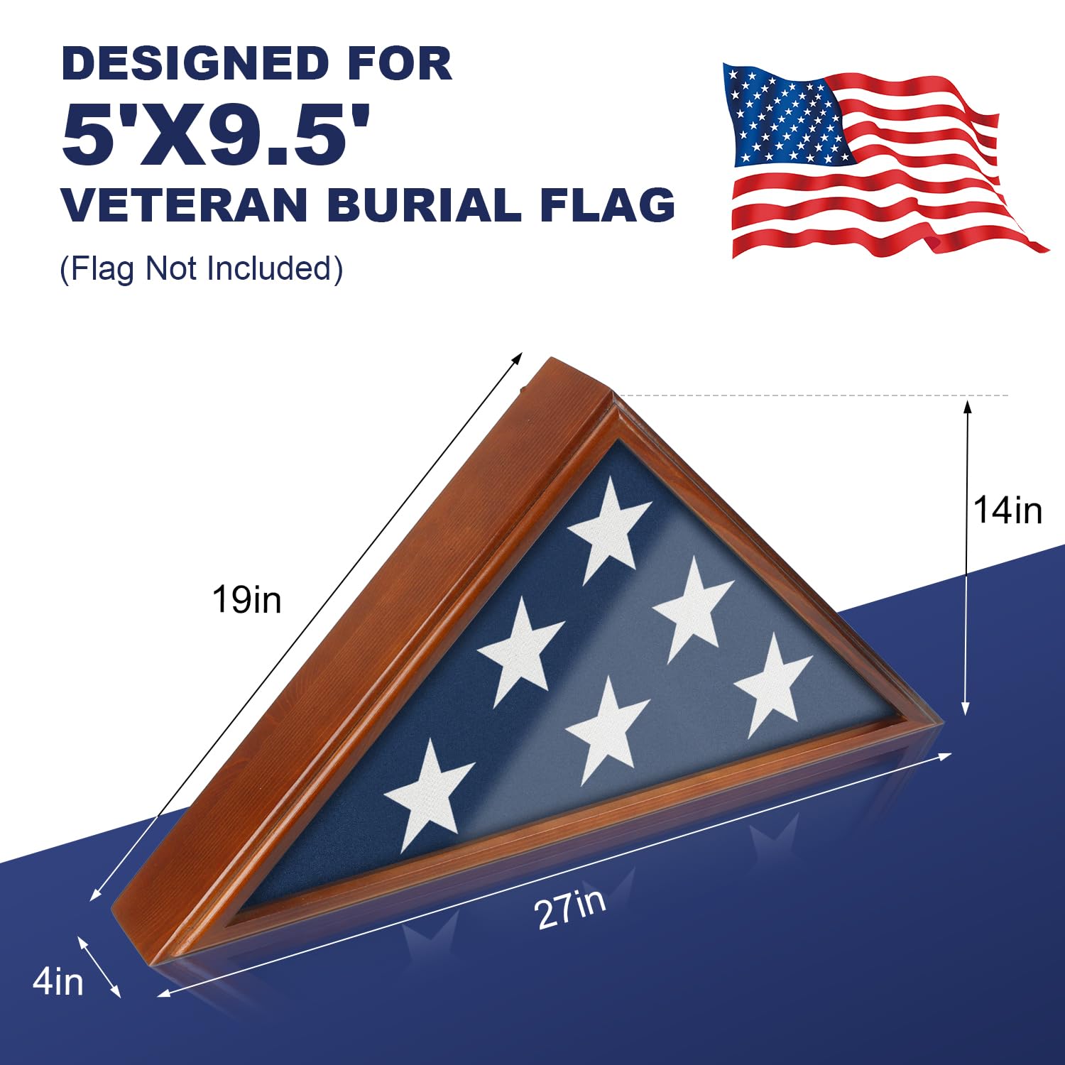 SHTALHST flag display case emblem customization option for a personalized veteran keepsake.