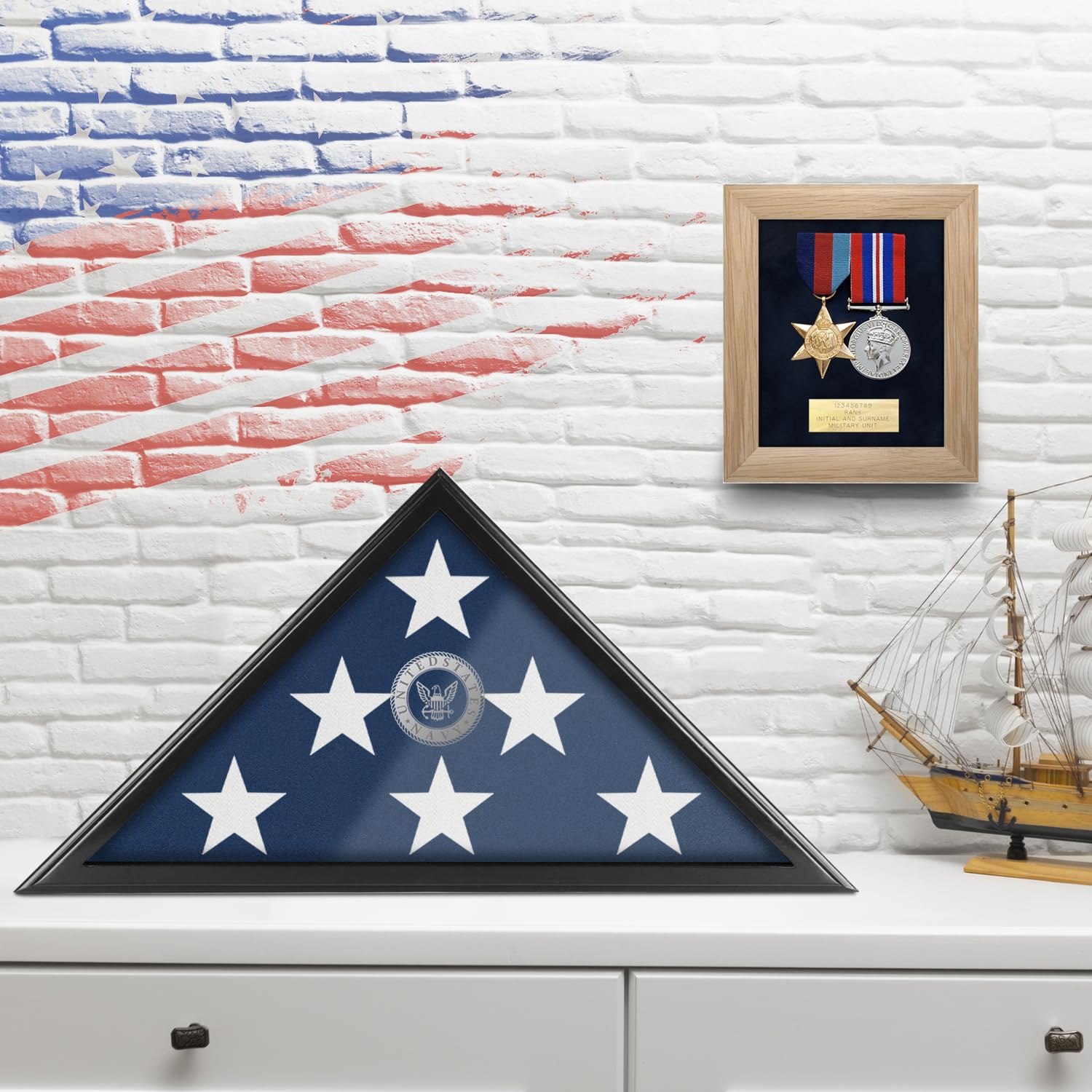 SHTALHST tabletop or wall display flag case for flexible mounting