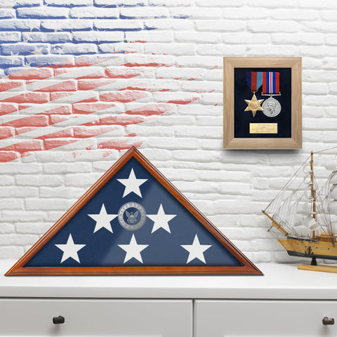 SHTALHST flag display case tabletop display for flexible placement.