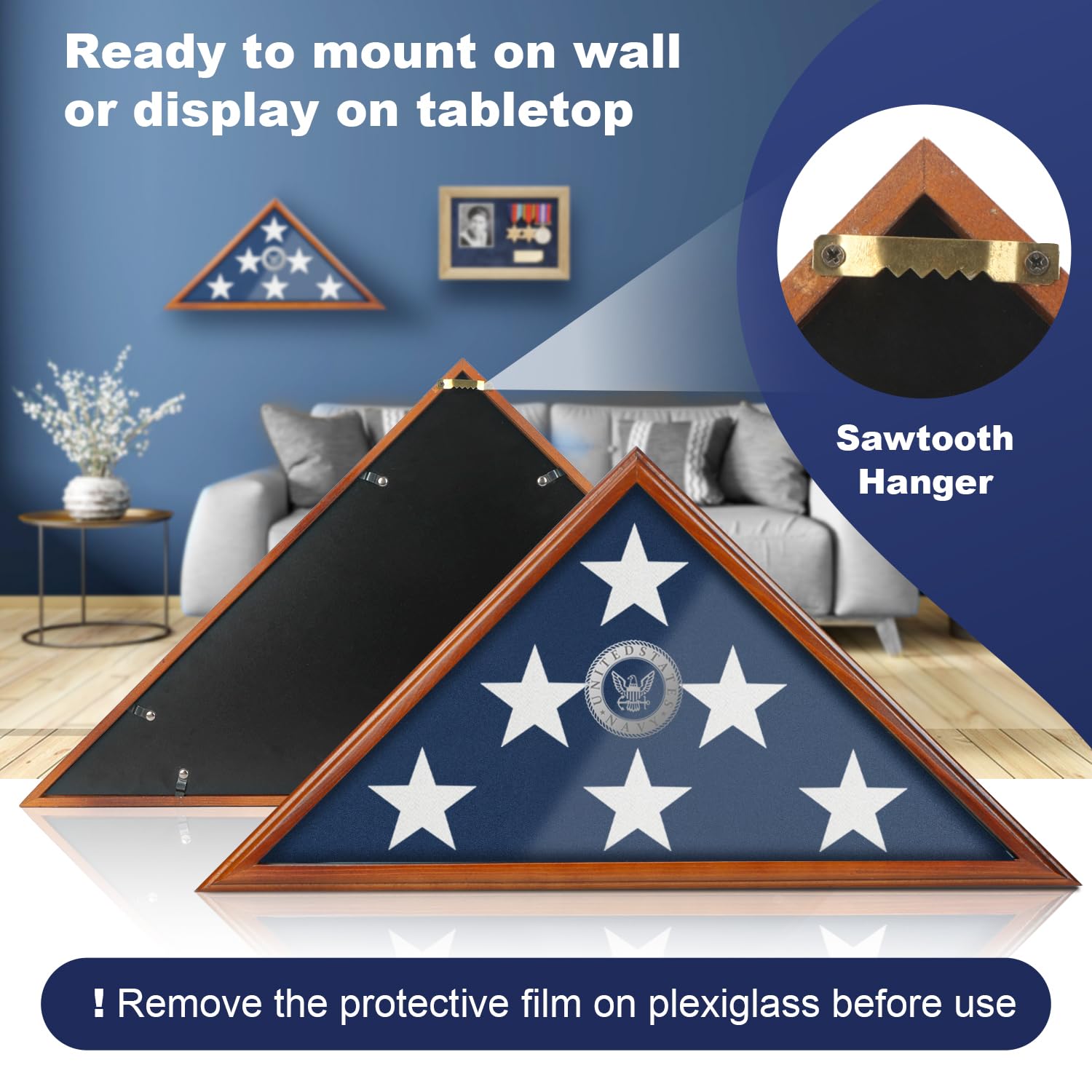 SHTALHST flag display case wall mount hardware demonstrates secure mounting options.