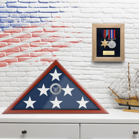 SHTALHST flag case displayed on a tabletop for versatile placement