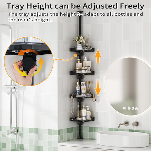 Shuang Qing adjustable trays adapt to bottle shapes for a tidier shower.