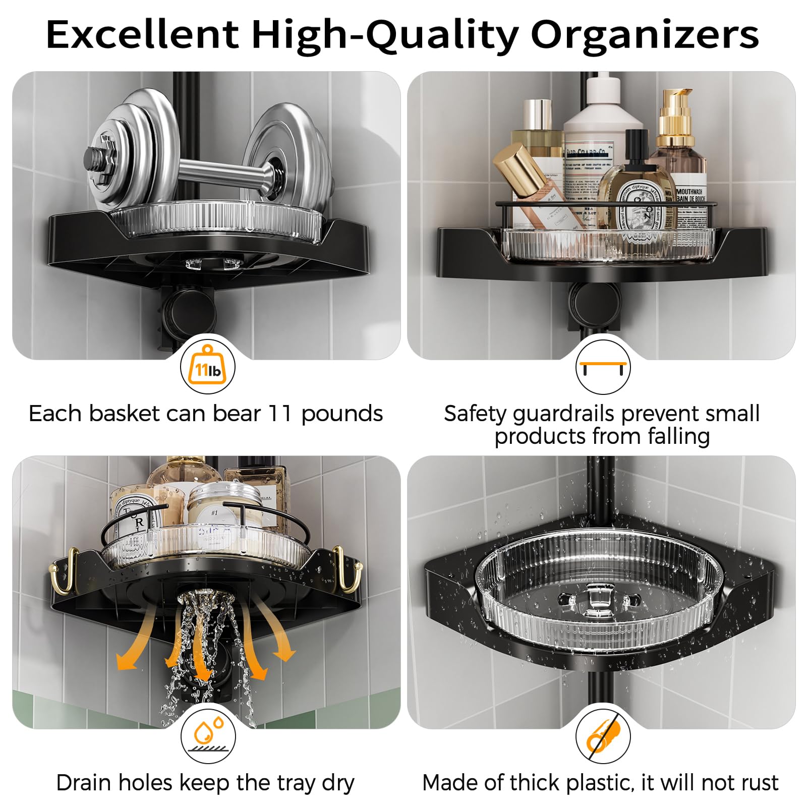 Shuang Qing tension pole installs without drilling for a secure fit.