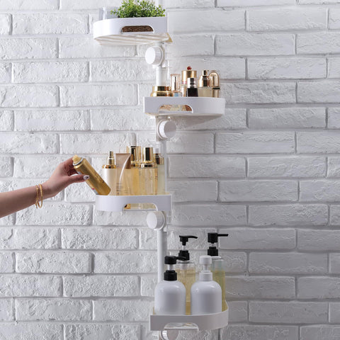 Shuang Qing 4-Tier Corner Shower Caddy fully assembled for easy bath organization.