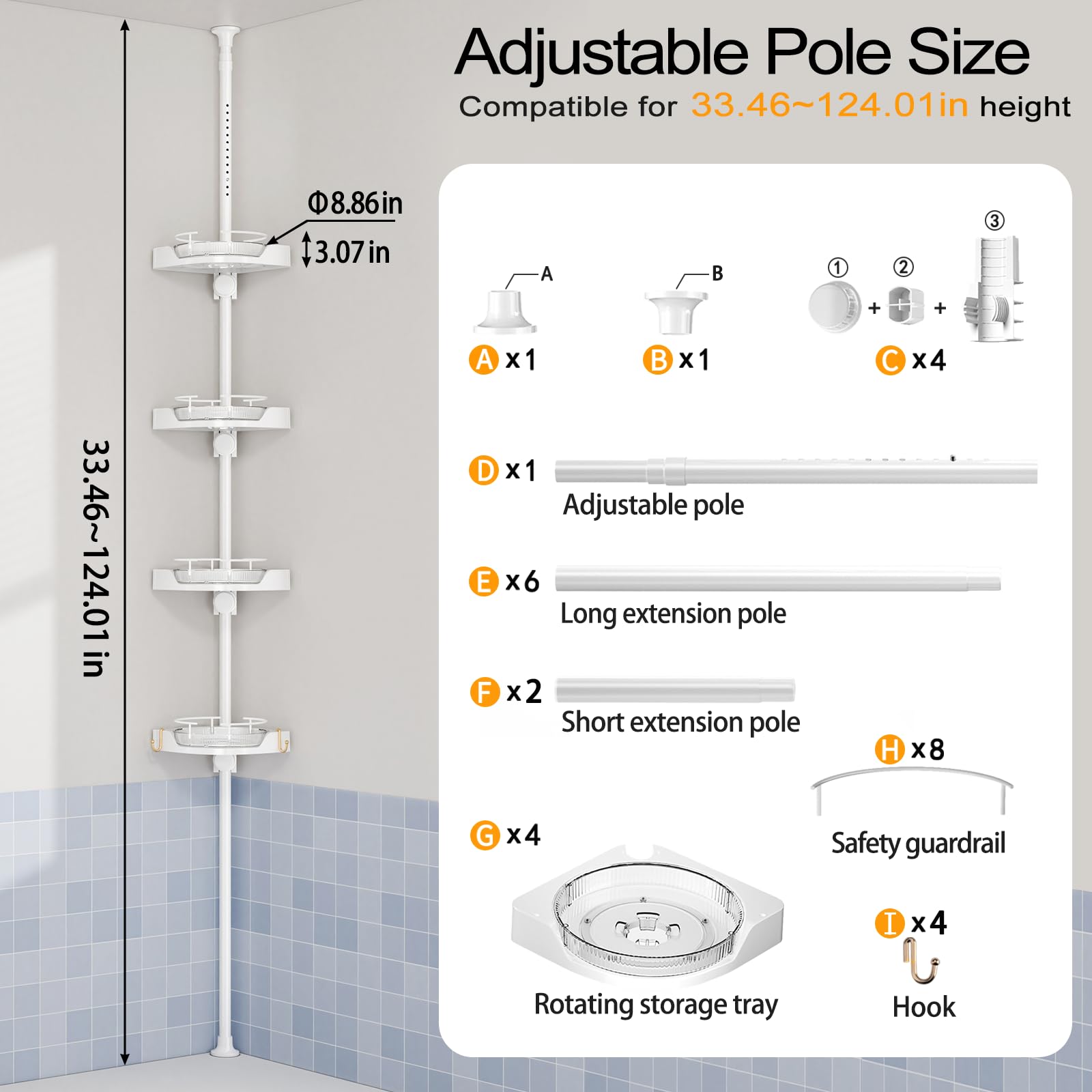 Shuang Qing adjustable-tray-height feature keeps bottles organized and within reach.