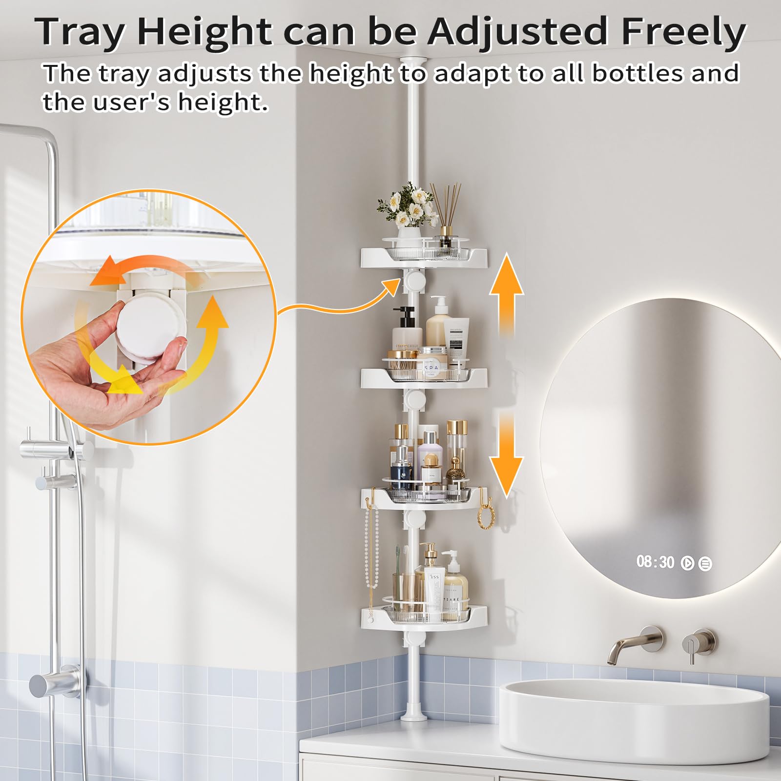 Shuang Qing rustproof design helps resist bathroom humidity and residue.
