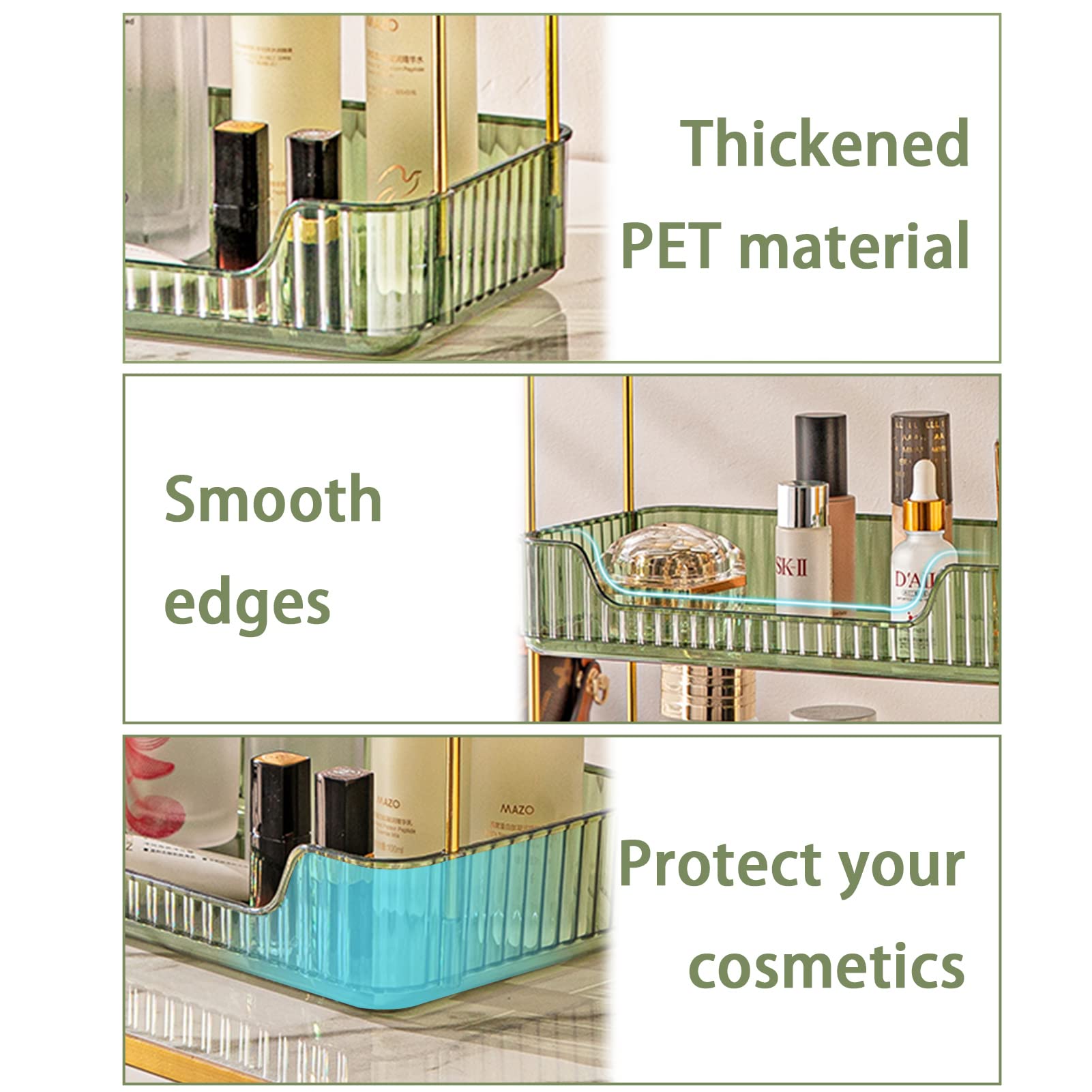 Shuang Qing metal frame with PET trays for durable skincare storage