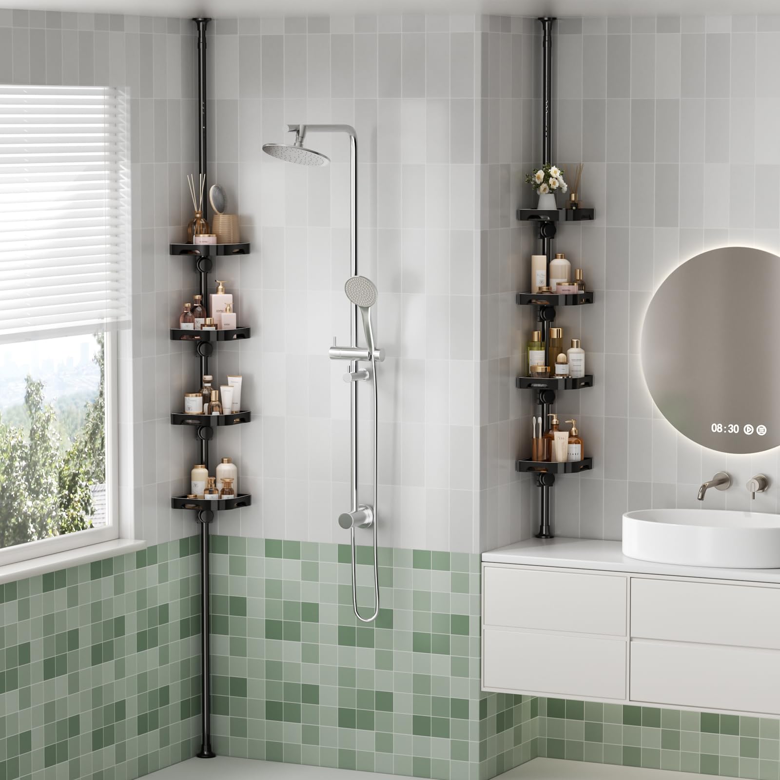 Shuang Qing spring-loaded mounting system with no-drill installation for quick, stable setup.