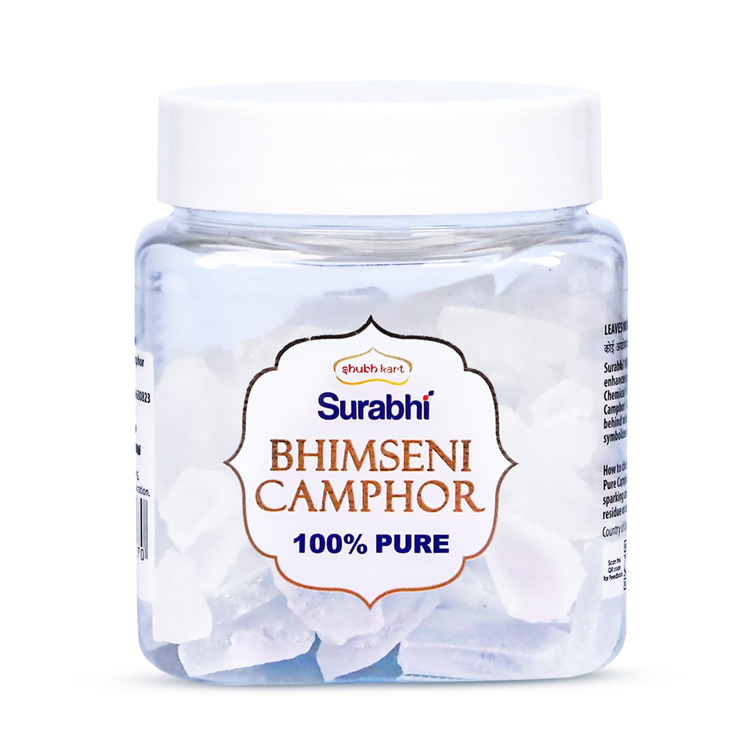 Shubhkart Bhimseni camphor tablet packaging releasing a crisp aroma.