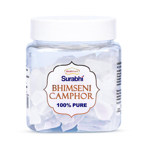 Shubhkart Bhimseni camphor tablet packaging releasing a crisp aroma.