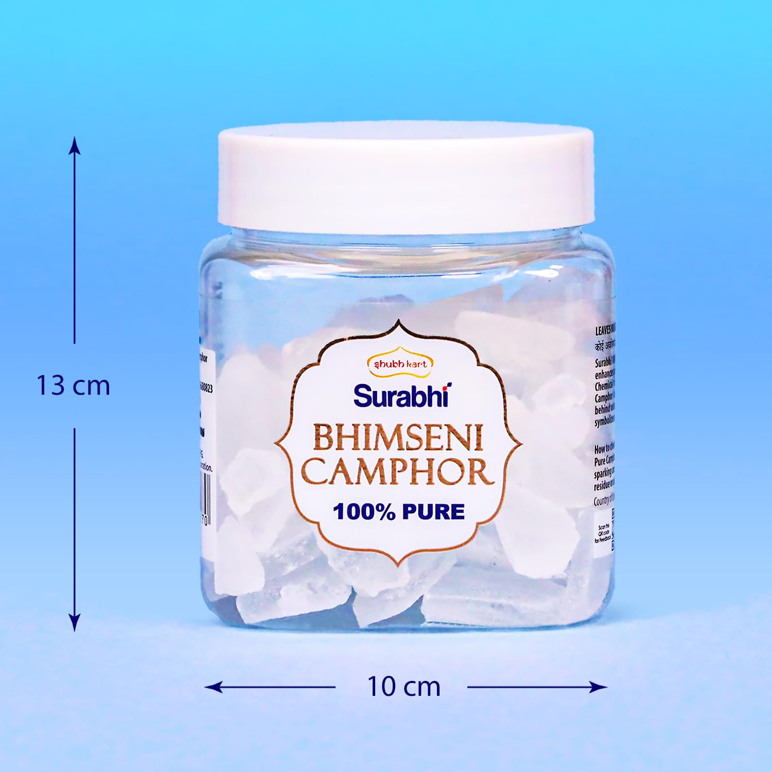 Close-up of Shubhkart Bhimseni camphor tablet showing pure texture for aroma.