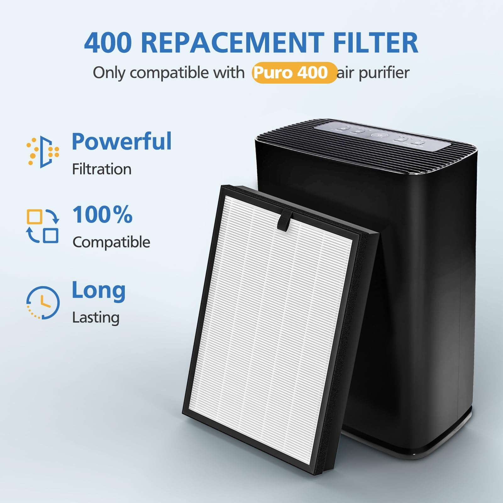 ShufudeJa 400 filter packaging highlights a 2-pack value.