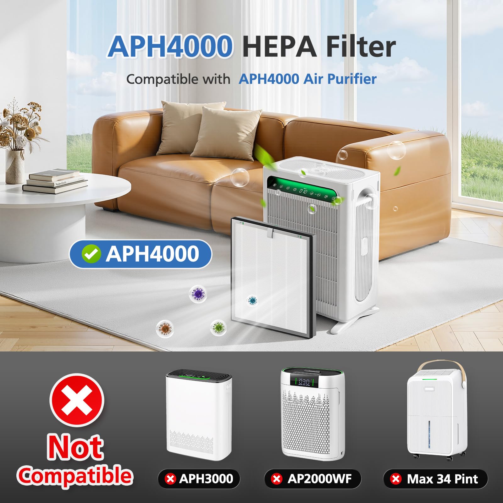 ShufudeJa APH4000 filter pack side view shows compact design for tight spaces