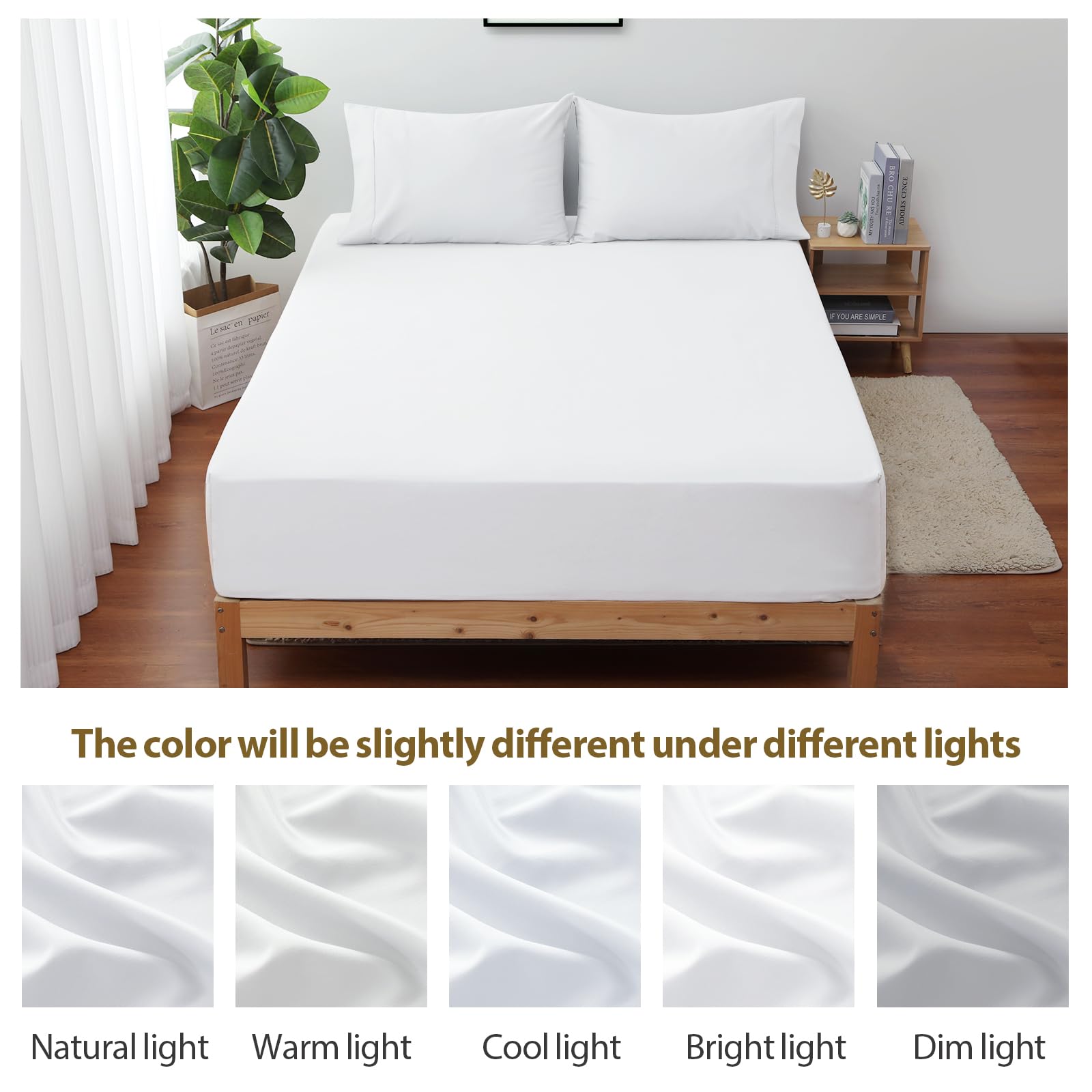 Shunjie.Home bedroom scene featuring the white king-size fitted sheet on a bed.