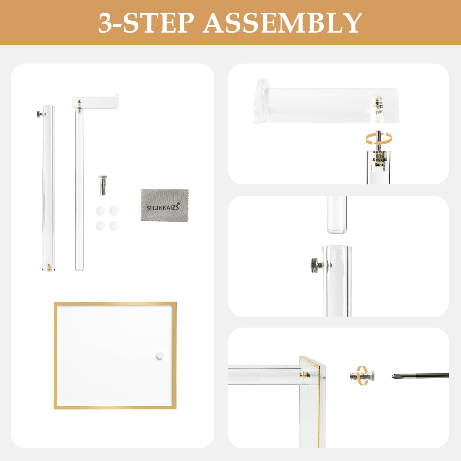 SHUNKAIZS easy-assembly kit includes cloth and silicone pads for quick setup.