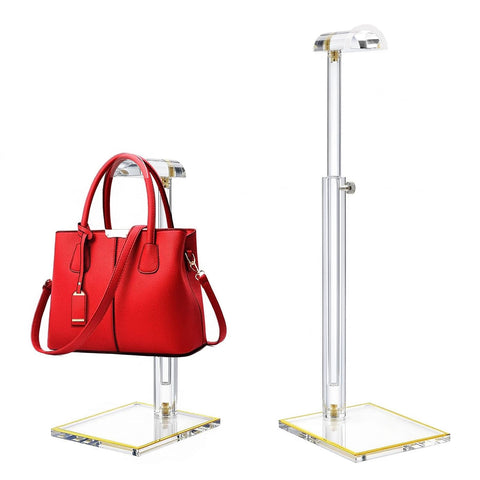 SHUNKAIZS purse display stand shows 10-16 inch height for space-saving setups.