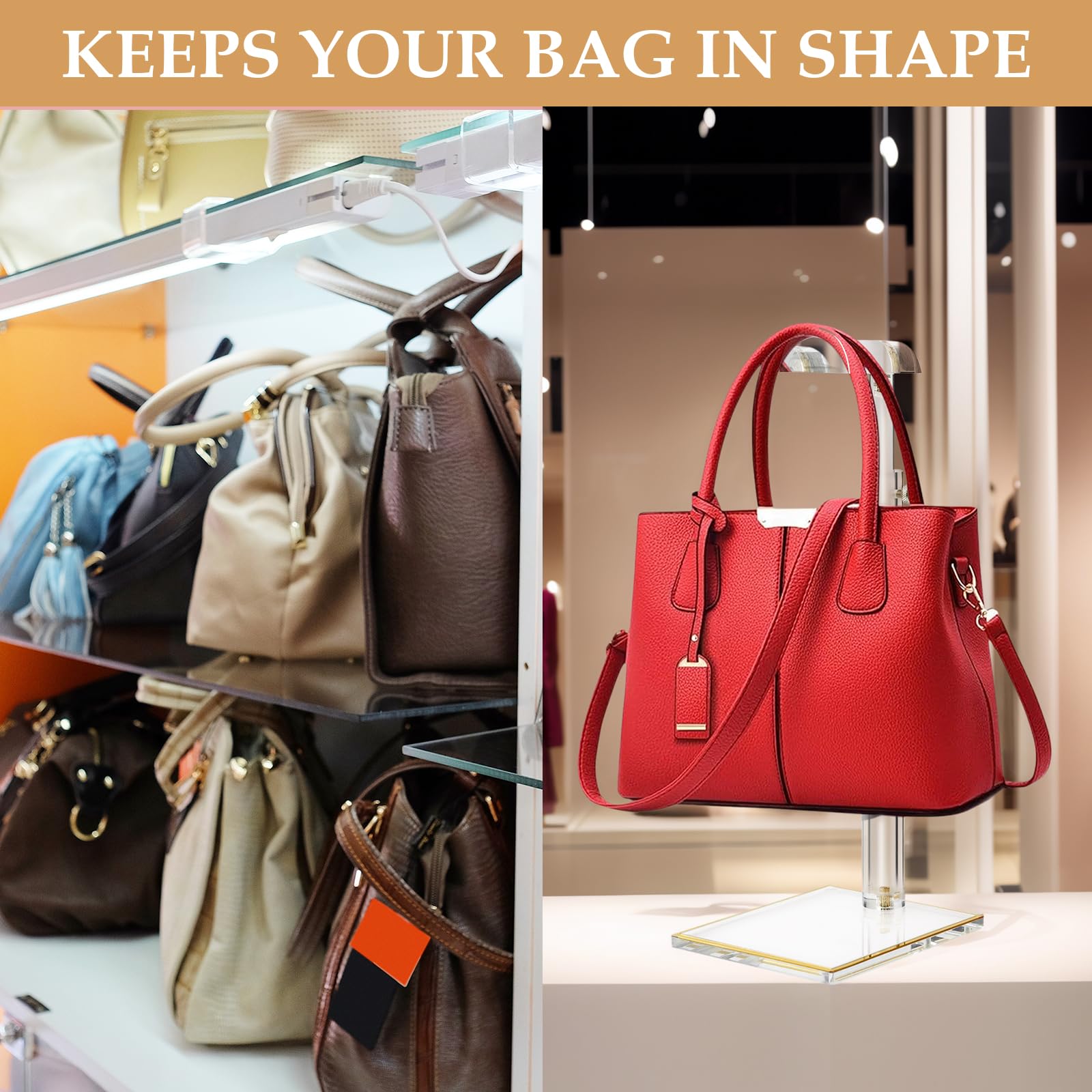 SHUNKAIZS curved hooks prevent dents while preserving bag shape.