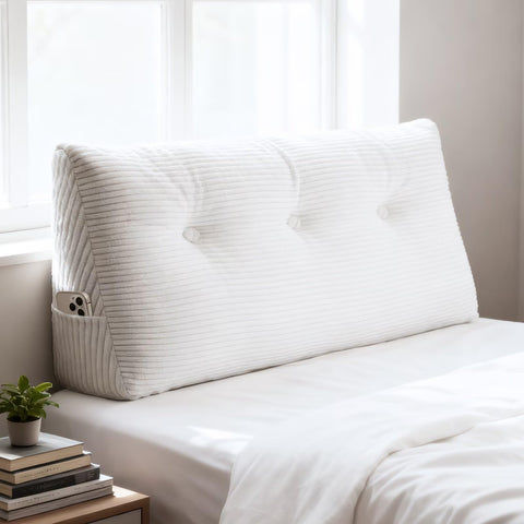 Shuyeon wedge headboard pillow on twin bed offering back support.