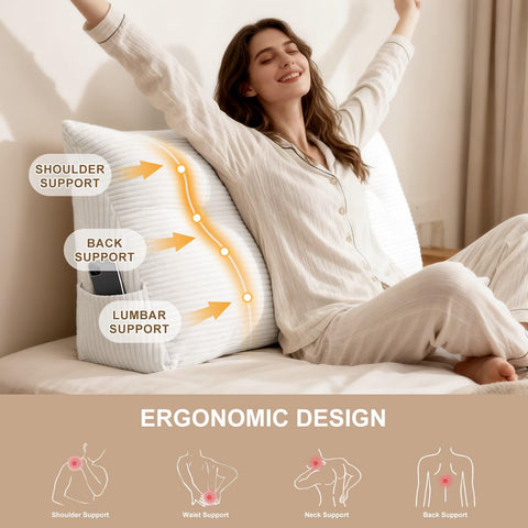 Shuyeon reading-in-bed wedge provides a cozy incline for daytime reading.