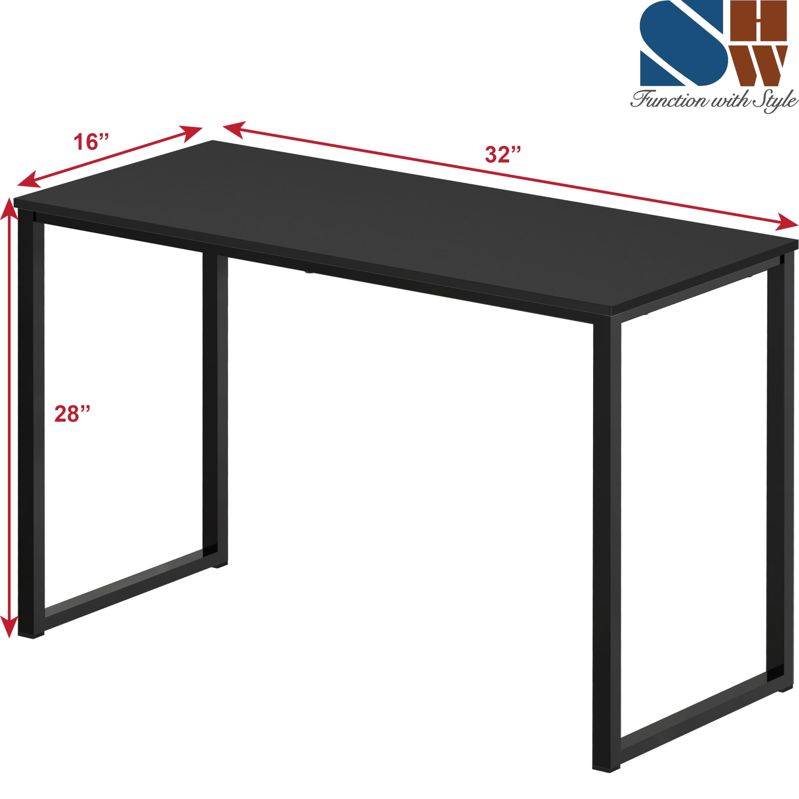 SHW Mission 32-inch desk top view emphasizes roomy surface for laptop and monitor