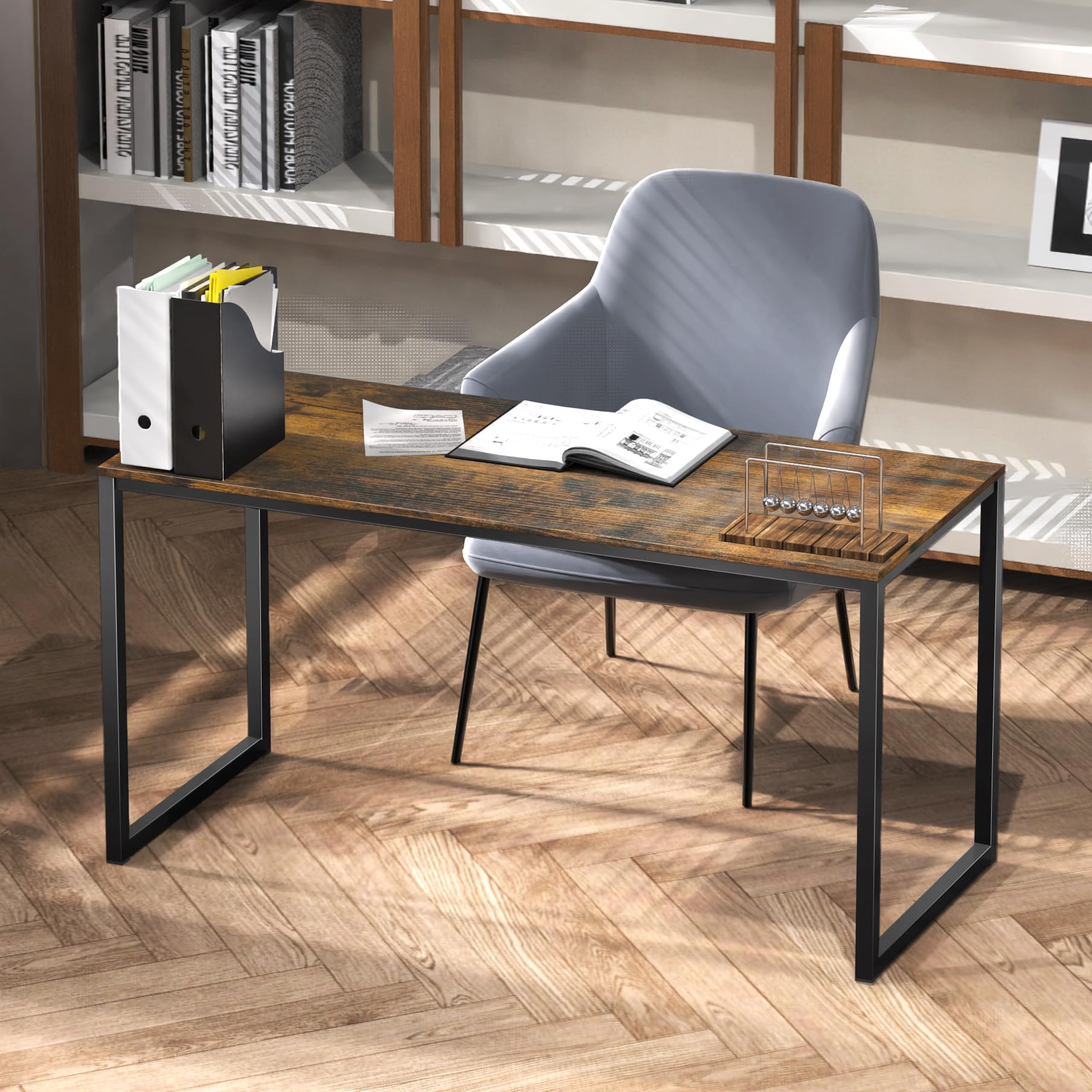 Home office scene using SHW Mission desk for laptop setup