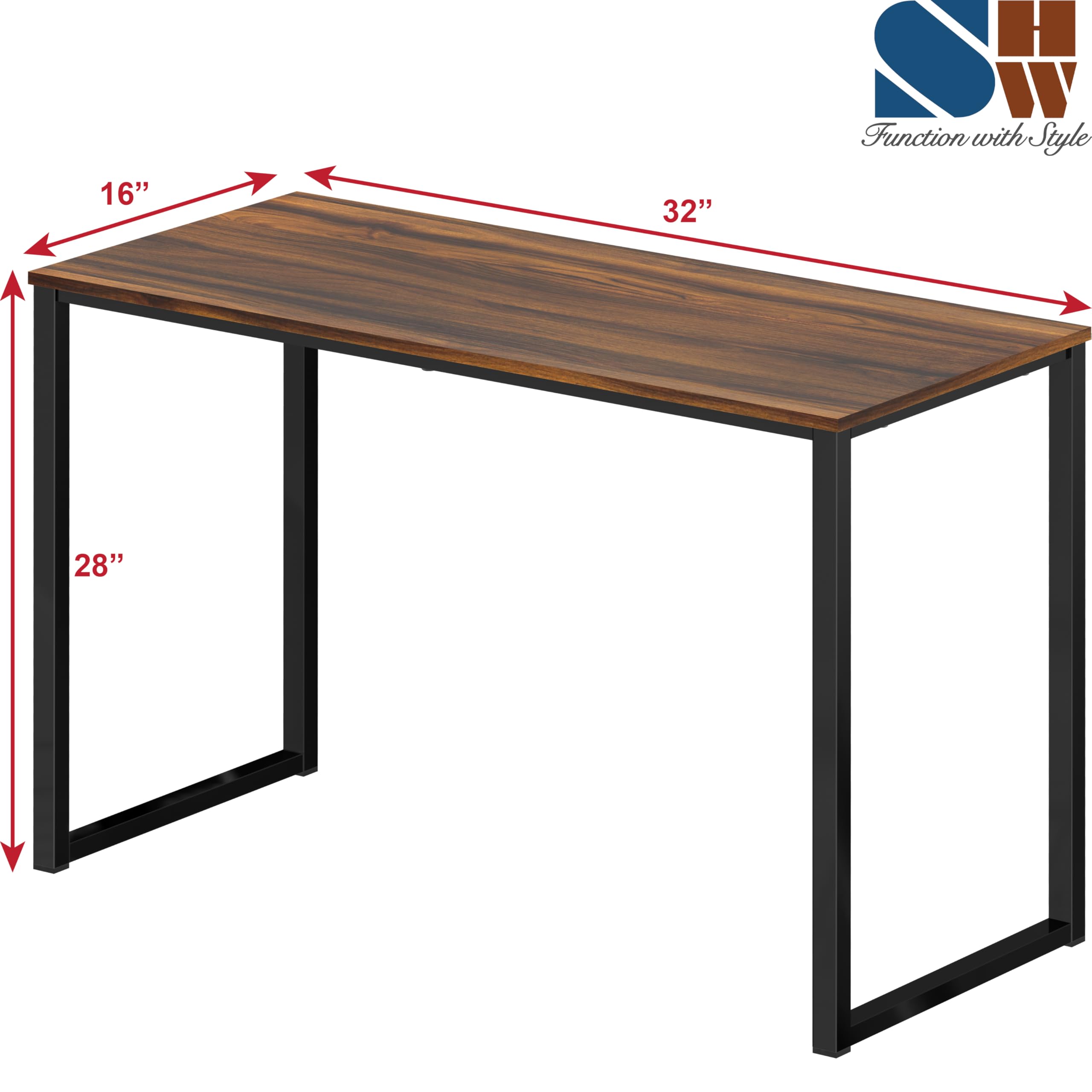 SHW Mission 32-inch desk top shot emphasizes engineered wood surface.