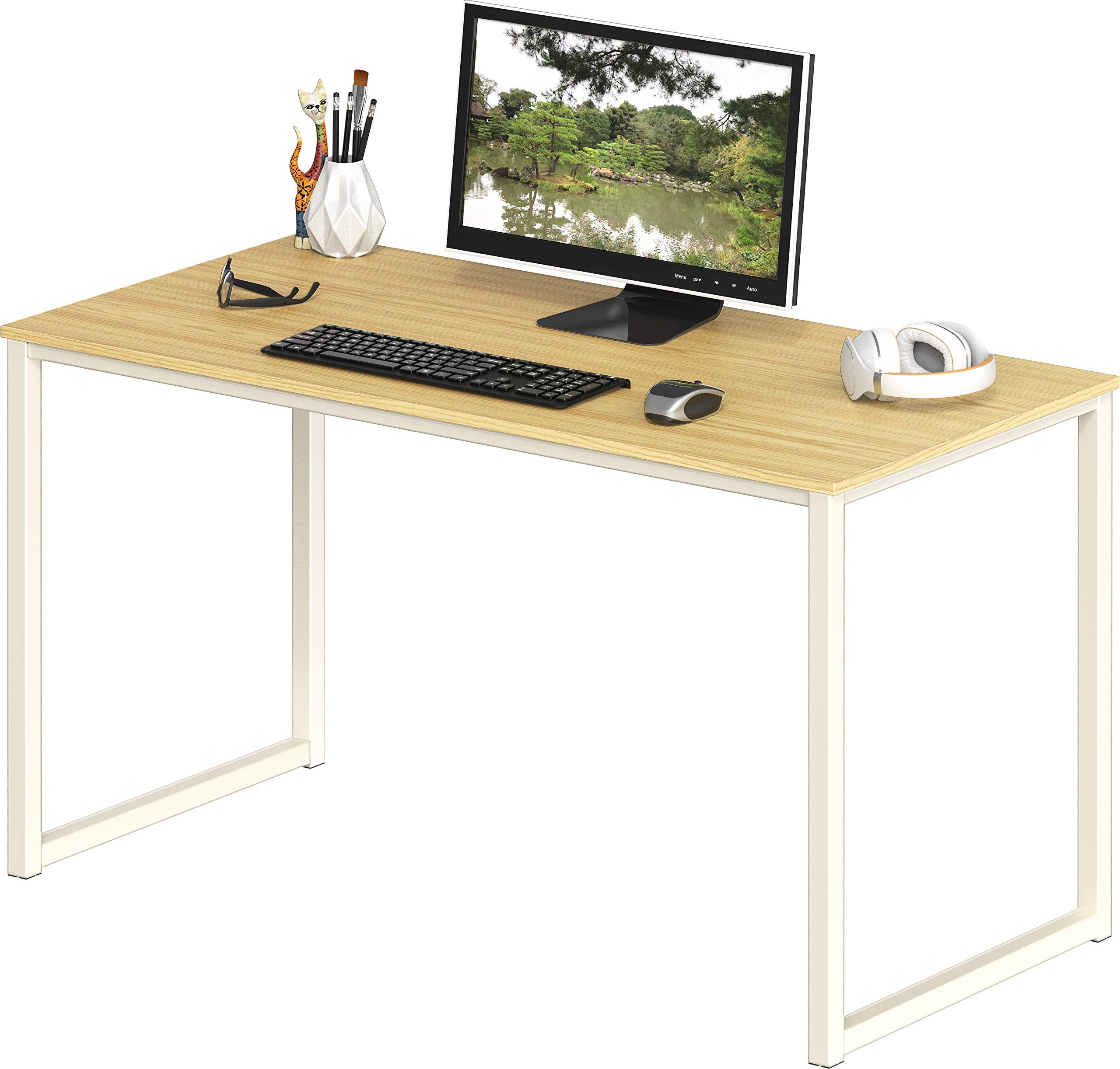 SHW Mission 40-Inch Oak desk front view compact sturdy workspace