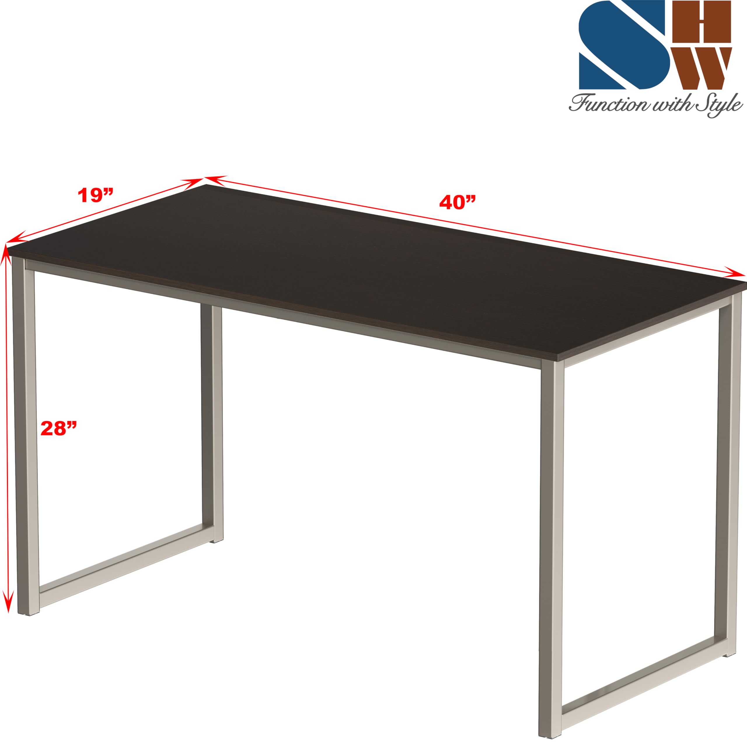SHW Mission 40-Inch walnut desk front view with broad surface.