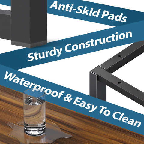 SHW Mission 40-Inch walnut desk laptop area for efficient workflow.