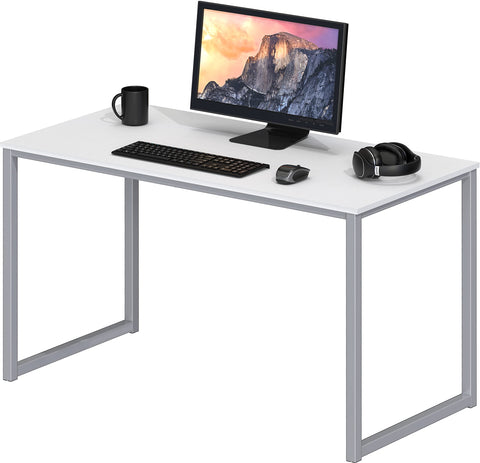 SHW Mission 40-Inch Desk front view in white, a space-saving home office solution.
