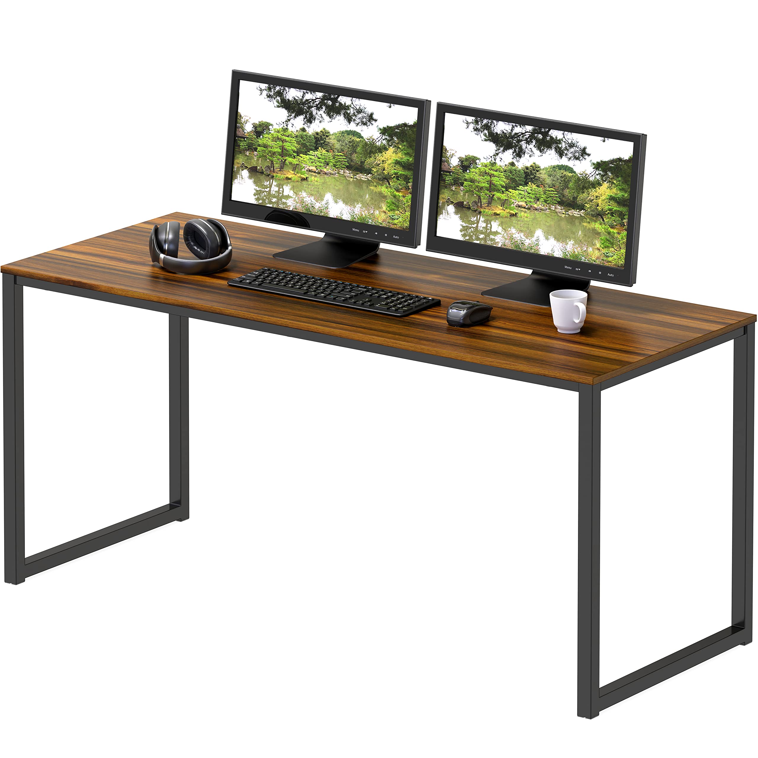 SHW Mission 48-inch desk in walnut finish with sturdy steel frame