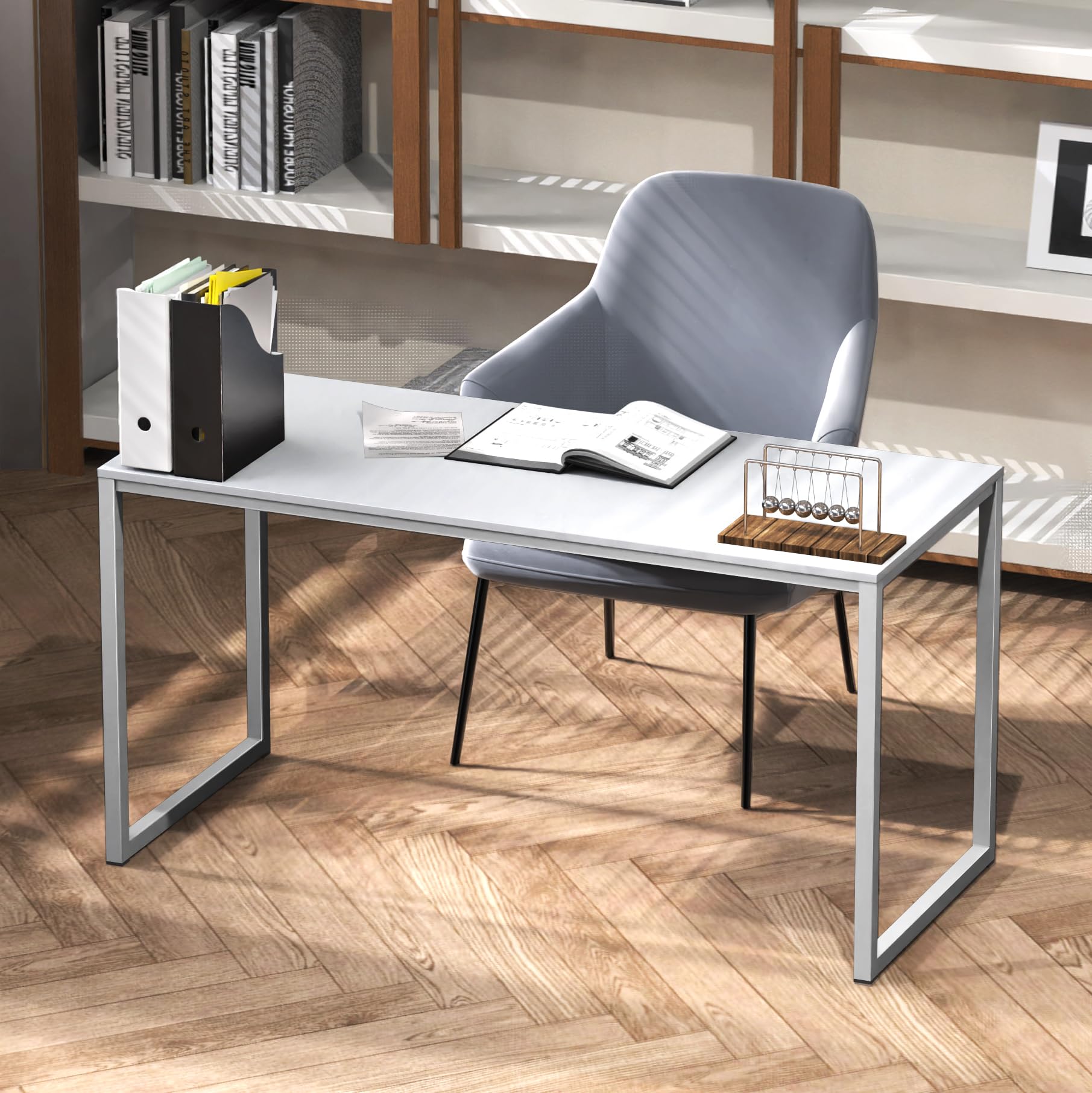 Elegant white SHW Mission desk placed in a bright room for focus.