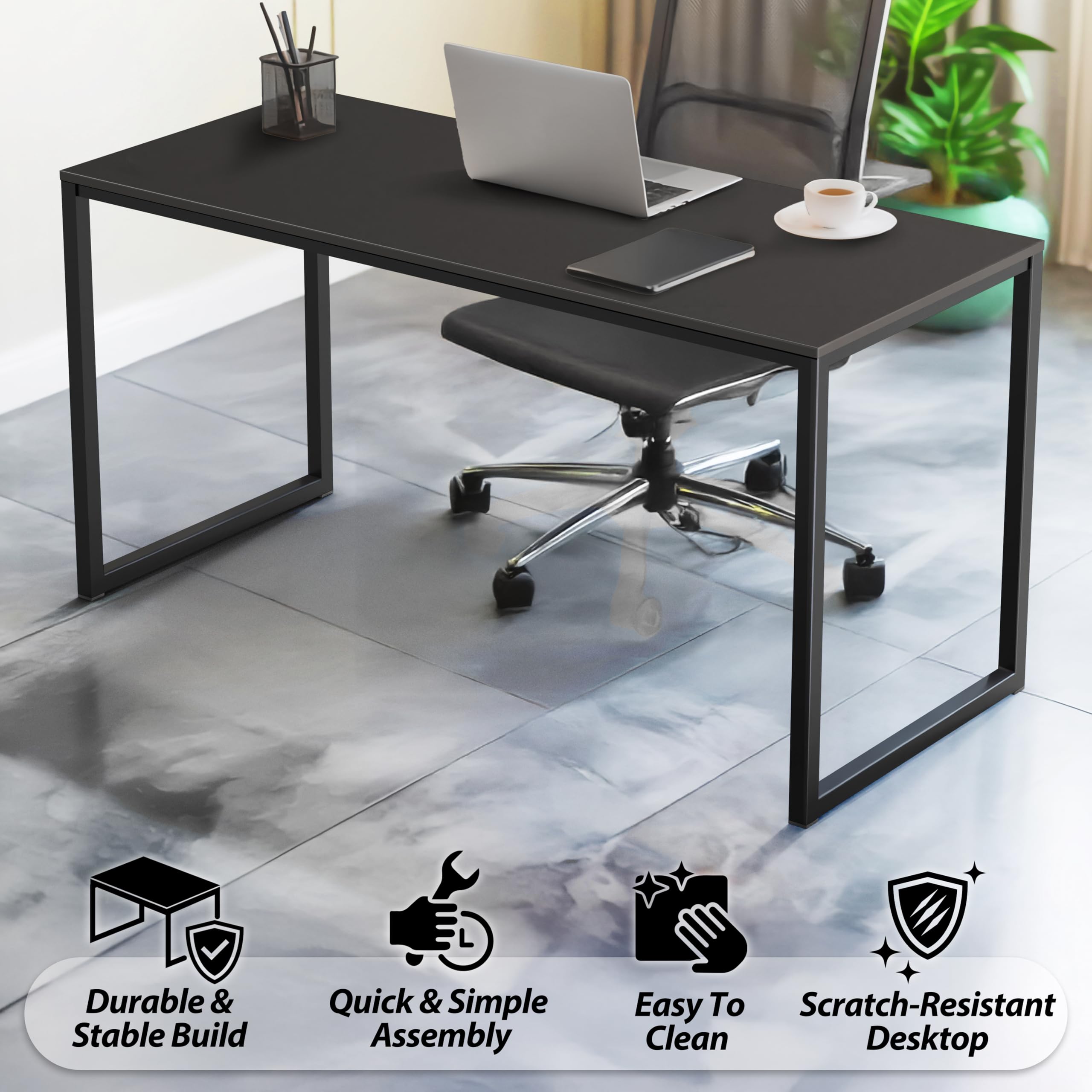 SHW Mission 48-Inch desk side view highlights warm finish and versatile space.