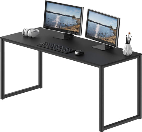 SHW Mission 55-inch desk with black top for spacious workstation